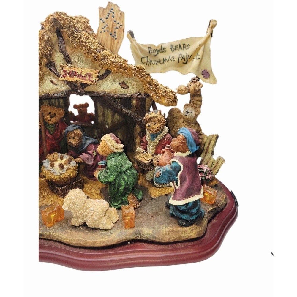 Boyds Bears Nativity Pageant Lighted Christmas Scene Resin Display Working - Picture 7 of 16